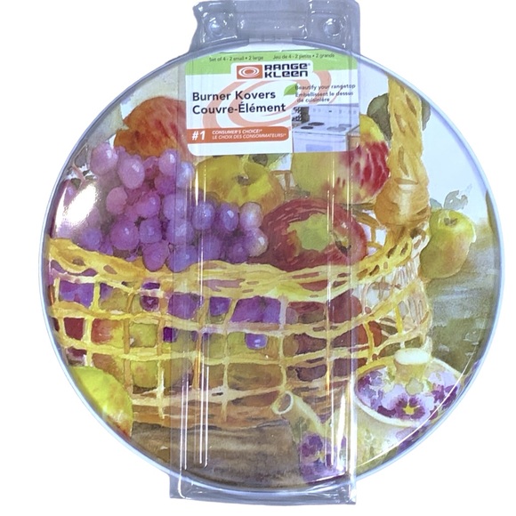 Stove Burner Covers Range Kleen Round Colorful Floral Fruit 4 Piece Multicolor - Picture 3 of 15